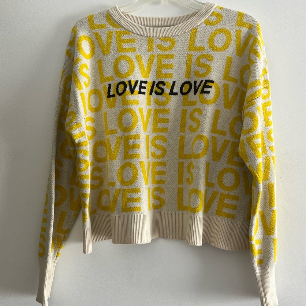 Spiritual Gangster Yellow and Cream Love Sweater
